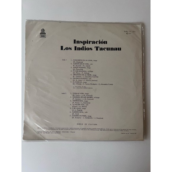 Los Indios Tacunau Inspiracion 1974 LP Odeon SURL 21521 VG+ Uruguay - Picture 2 of 7
